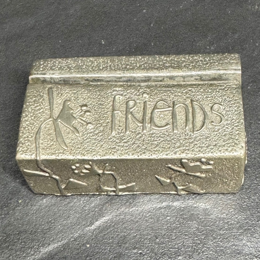 Vilmain‎ Pewter Friends Card Holder Heart Keepsake Silver Tone Textured 2 Inch